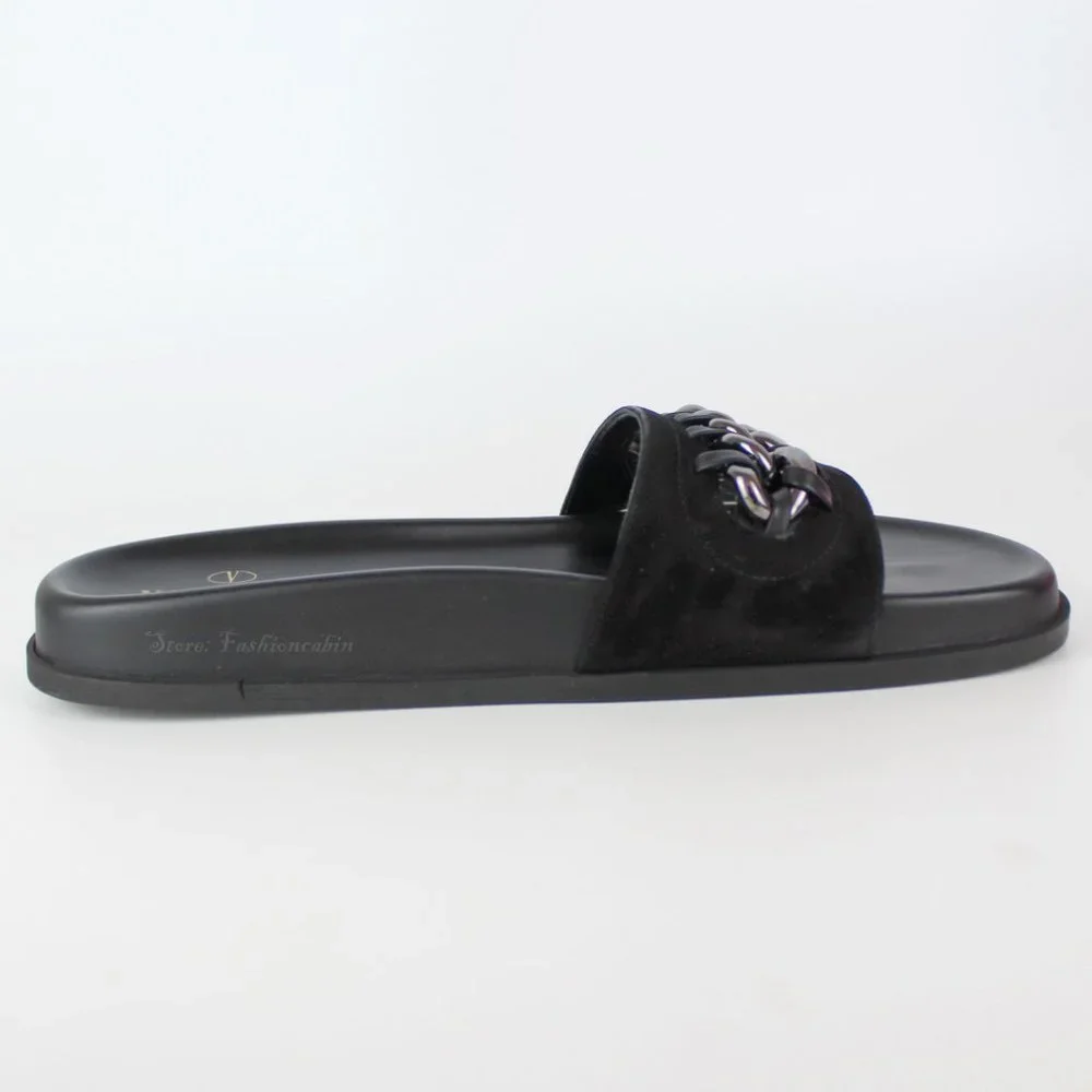 NEW VALENTINO GARAVANI Chain Slide Sandal, Black, EU 38.5 - Picture 6 of 16